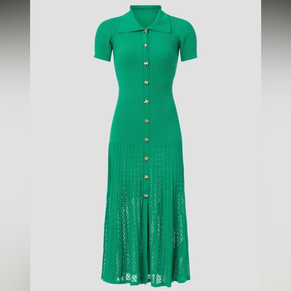 Sandro Emerald Button-Front Midi Dress - Picture 1 of 4